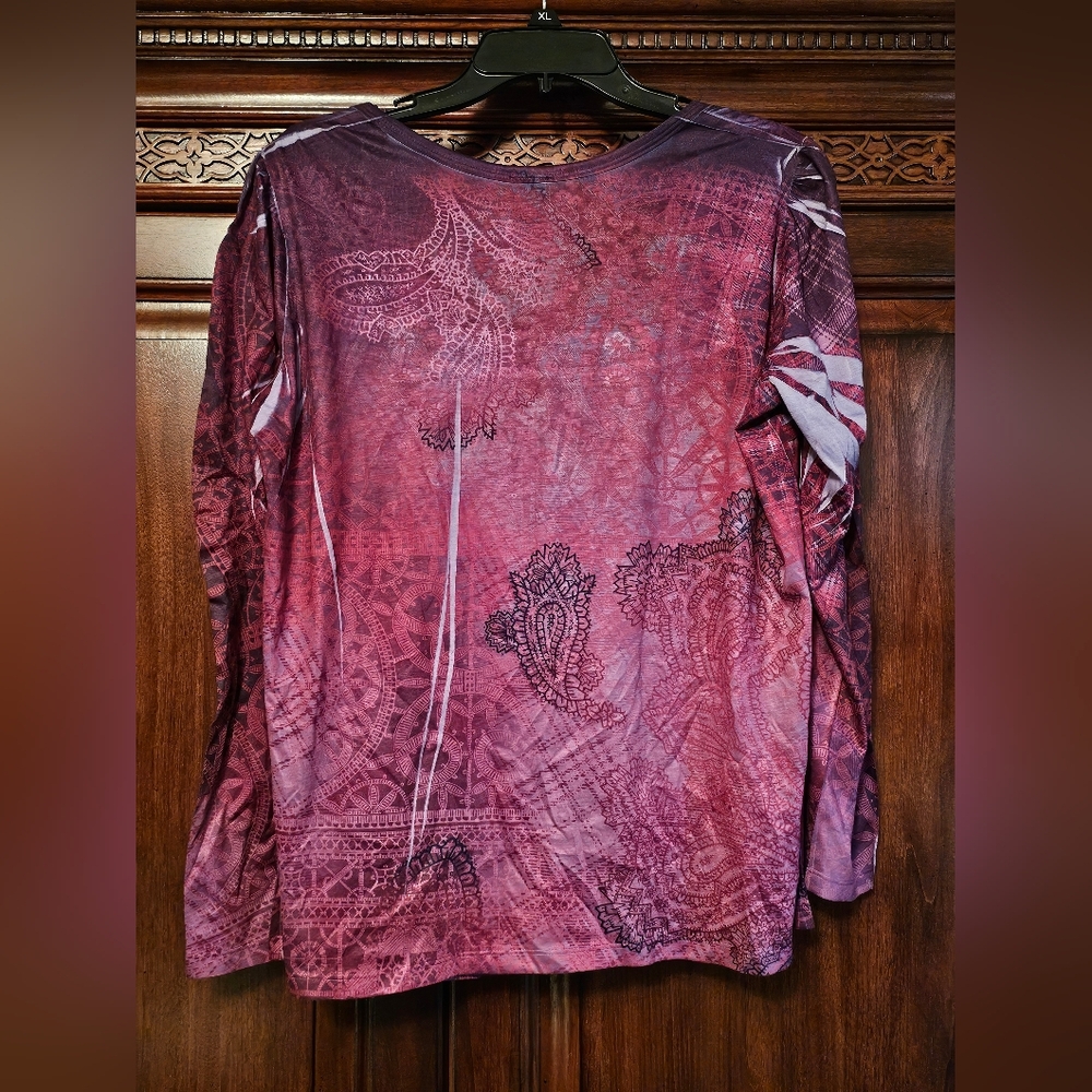 Basic Editions Patterned Top, Euc, Size 1x - image 6